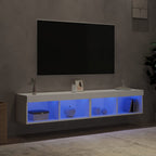 Meuble TV Haut LED Blanc - 160 cm-Mon Meuble TV-Gris béton-80 cm-2-4