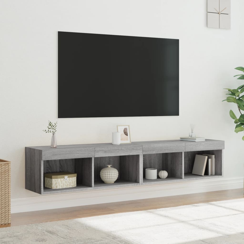 Meuble TV Haut LED Blanc - 160 cm-Mon Meuble TV-Sonoma gris-80 cm-2-55
