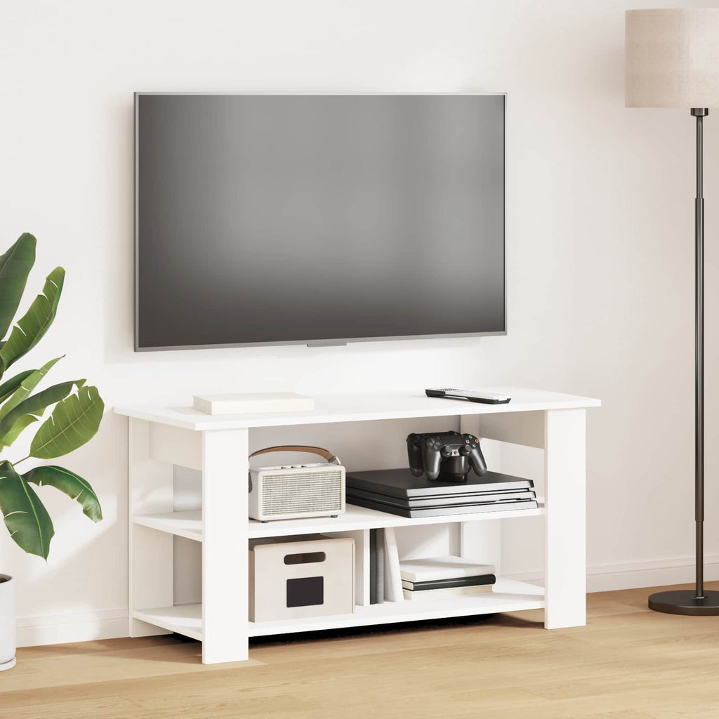 Meuble TV Imitation Chêne Gris - 100 cm-Mon Meuble TV-Blanc-14