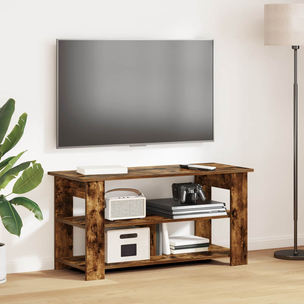 Meuble TV Imitation Chêne Gris - 100 cm-Mon Meuble TV-Chêne fumé-12