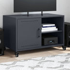 Meuble TV Industriel avec Rangement en Acier Noir - 68 cm-Mon Meuble TV-Anthracite-1-14