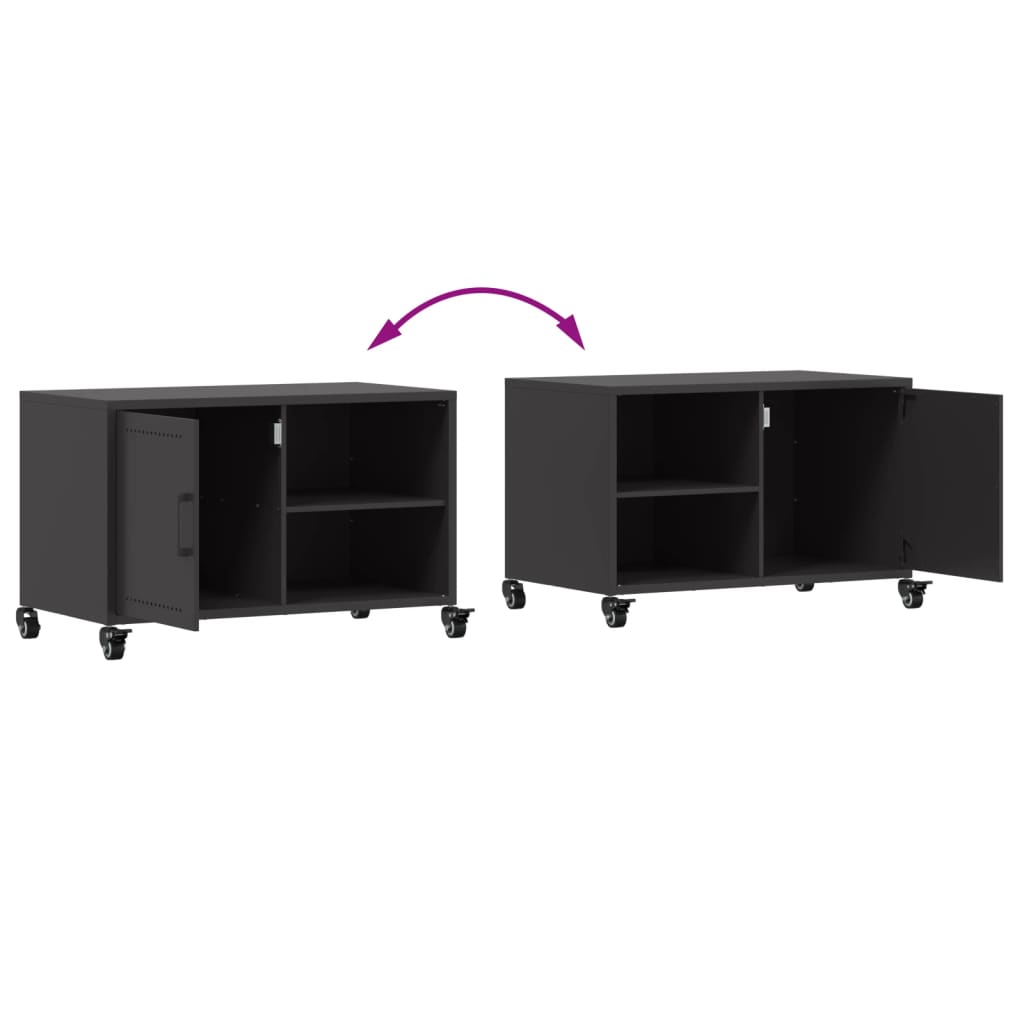 Meuble TV Industriel avec Rangement en Acier Noir - 68 cm-Mon Meuble TV-Vert-1-10