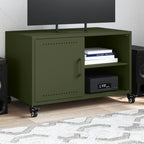 Meuble TV Industriel avec Rangement en Acier Noir - 68 cm-Mon Meuble TV-Vert-1-16