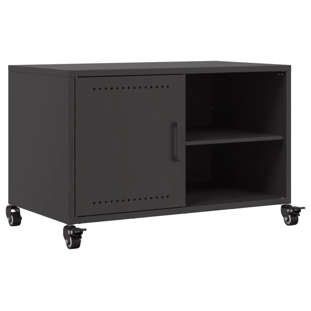 Meuble TV Industriel avec Rangement en Acier Noir - 68 cm-Mon Meuble TV-Vert-1-2