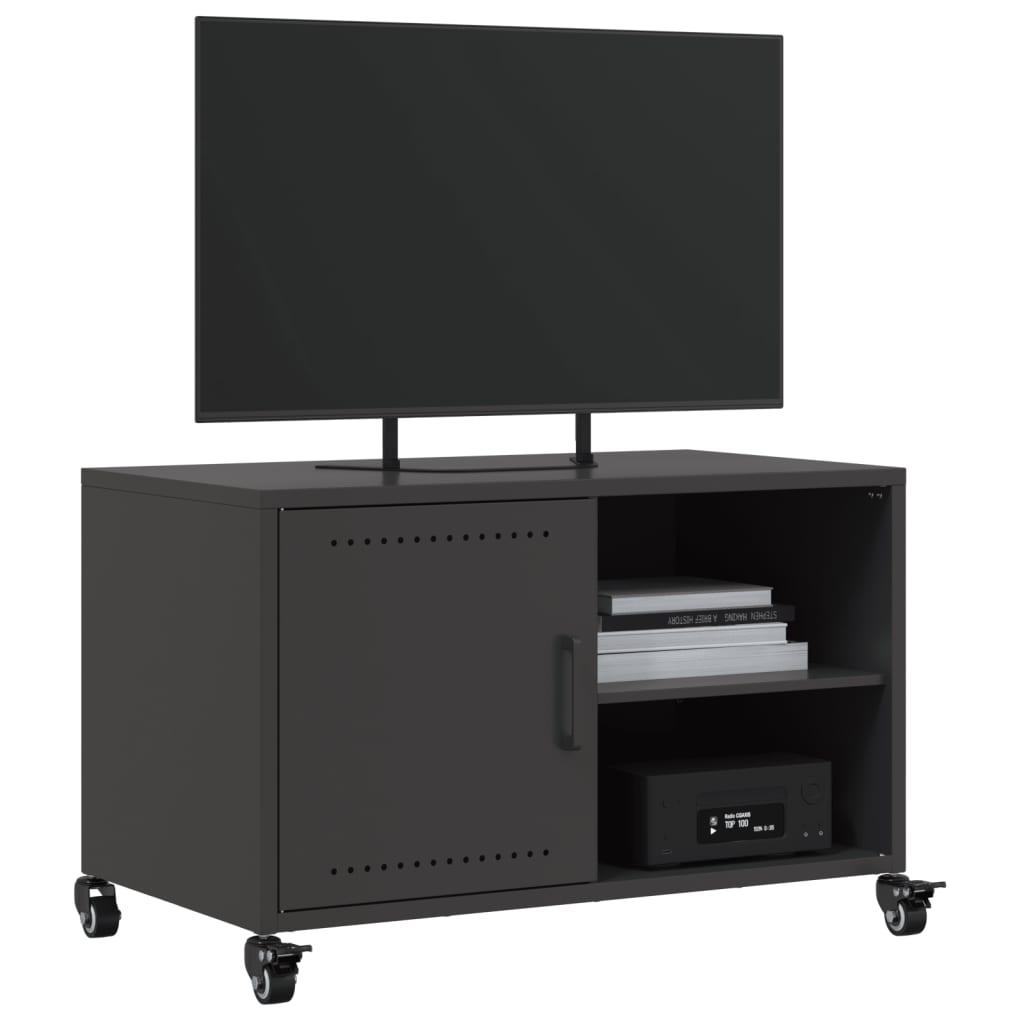 Meuble TV Industriel avec Rangement en Acier Noir - 68 cm-Mon Meuble TV-Vert-1-4