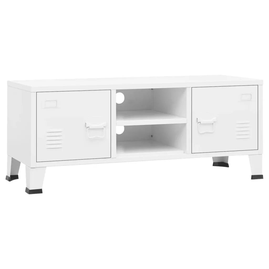 Meuble TV Industriel Blanc en Métal - 105 cm-Mon Meuble TV-Blanc-1-2