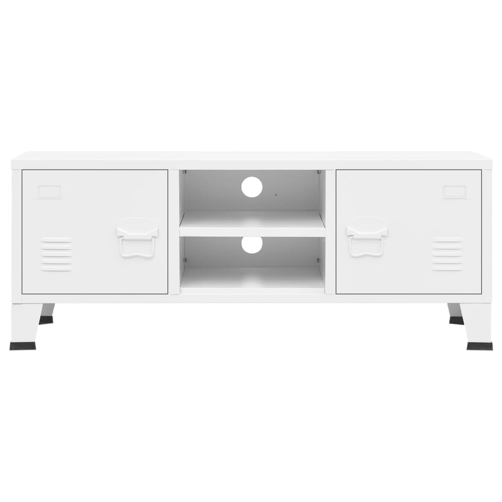 Meuble TV Industriel Blanc en Métal - 105 cm-Mon Meuble TV-Blanc-1-3