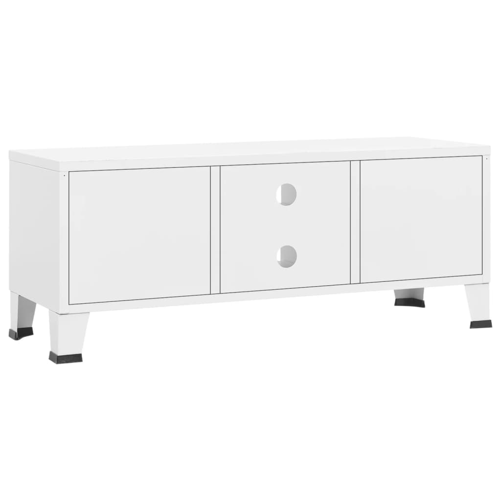 Meuble TV Industriel Blanc en Métal - 105 cm-Mon Meuble TV-Blanc-1-5