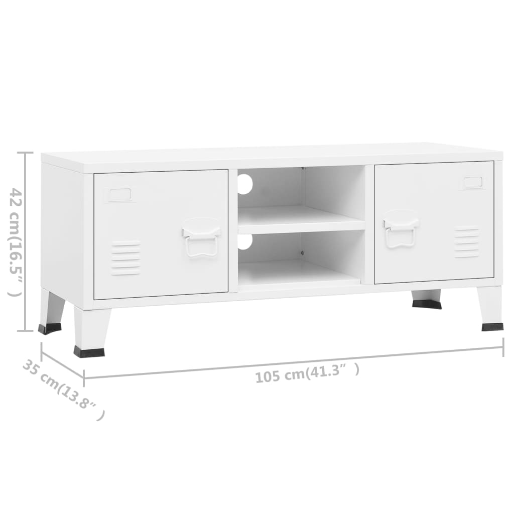 Meuble TV Industriel Blanc en Métal - 105 cm-Mon Meuble TV-Blanc-1-9
