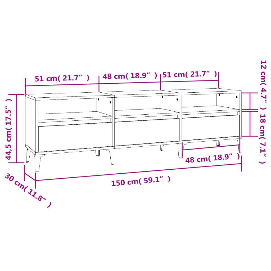 Meuble TV Industriel Effet Béton - 150 cm-Mon Meuble TV-10