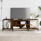Meuble TV Industriel Effet Bois et Gris - Extensible-Mon Meuble TV-Chêne fumé-153 cm-1-14