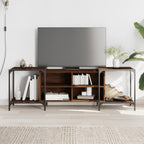 Meuble TV Industriel Effet Bois et Gris - Extensible-Mon Meuble TV-Chêne marron-153 cm-1-13
