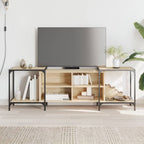 Meuble TV Industriel Effet Bois et Gris - Extensible-Mon Meuble TV-Chêne sonoma-153 cm-1-15
