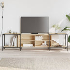 Meuble TV Industriel Effet Bois et Gris - Extensible-Mon Meuble TV-Chêne sonoma-203 cm-1-18