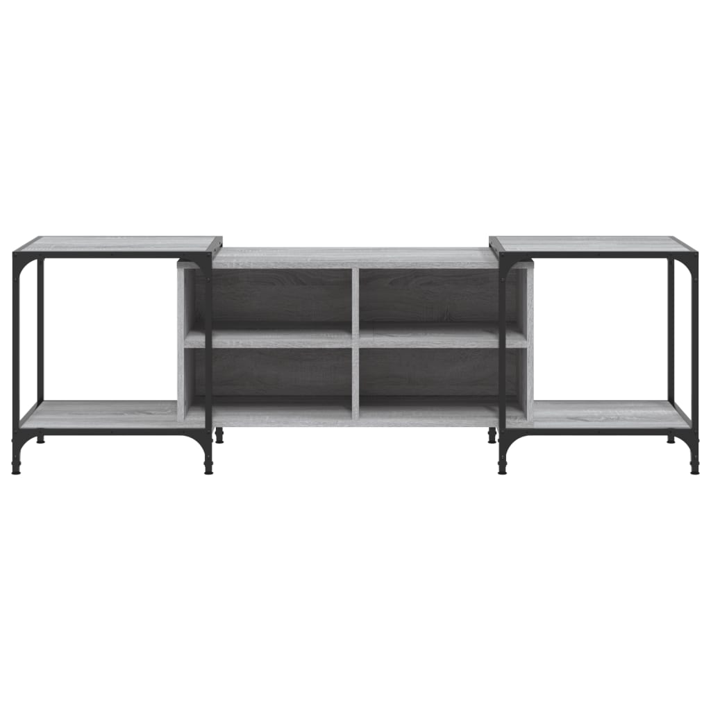 Meuble TV Industriel Effet Bois et Gris - Extensible-Mon Meuble TV-Noir-153 cm-1-4