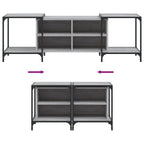 Meuble TV Industriel Effet Bois et Gris - Extensible-Mon Meuble TV-Noir-153 cm-1-7