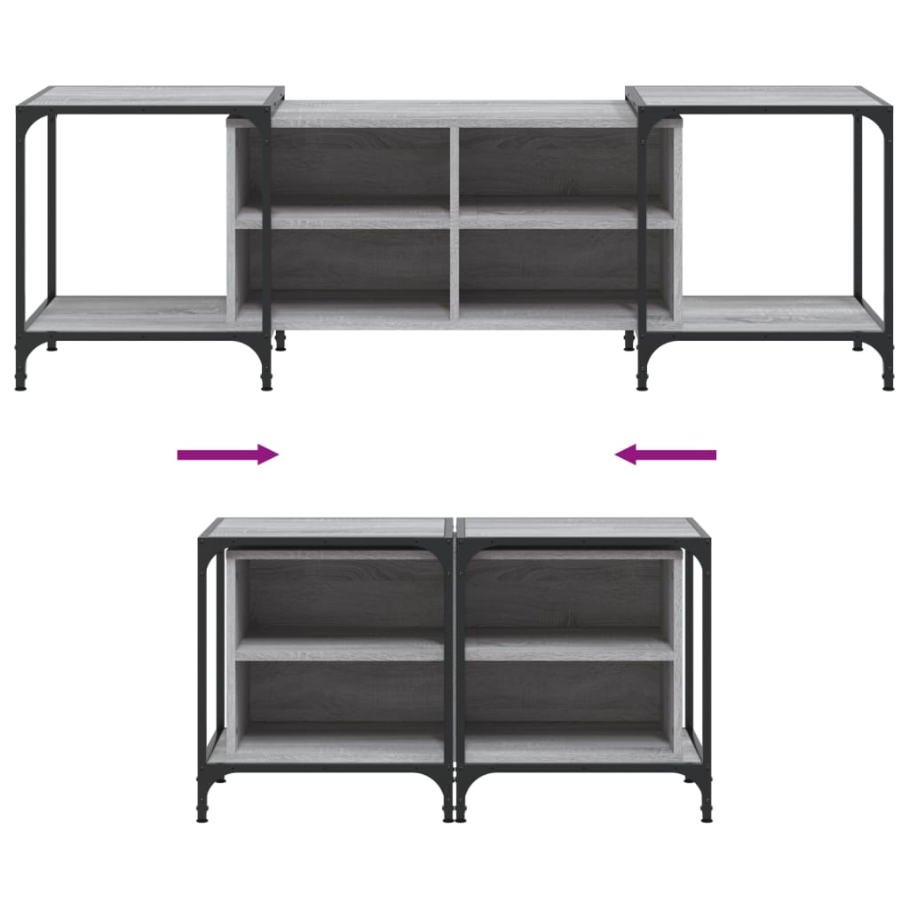 Meuble TV Industriel Effet Bois et Gris - Extensible-Mon Meuble TV-Noir-153 cm-1-7
