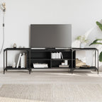 Meuble TV Industriel Effet Bois et Gris - Extensible-Mon Meuble TV-Noir-203 cm-1-19