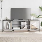 Meuble TV Industriel Effet Bois et Gris - Extensible-Mon Meuble TV-Sonoma gris-153 cm-1-1