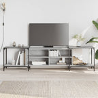 Meuble TV Industriel Effet Bois et Gris - Extensible-Mon Meuble TV-Sonoma gris-203 cm-1-17