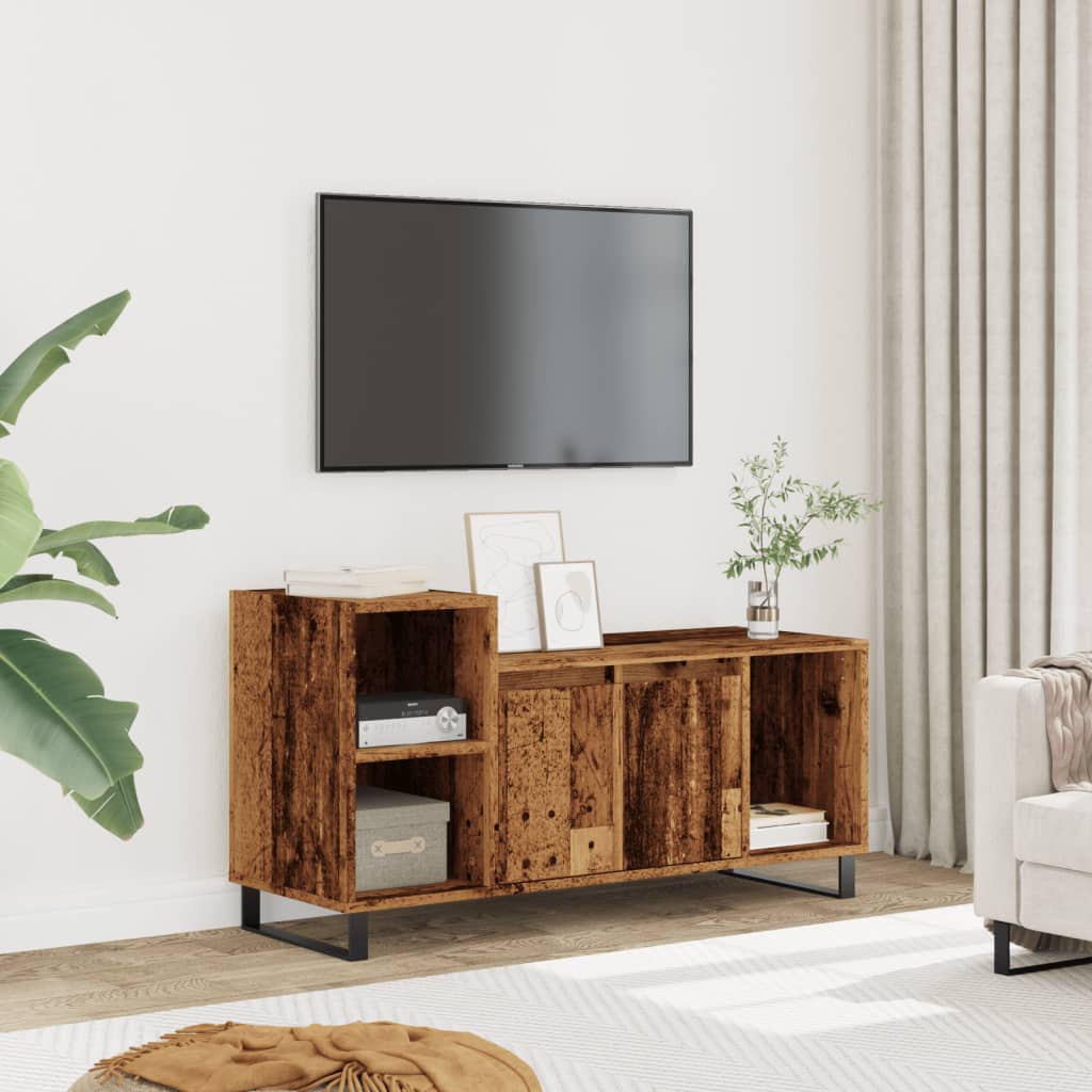 Meuble TV Industriel Effet Chêne et Métal - 100 cm-Mon Meuble TV-2