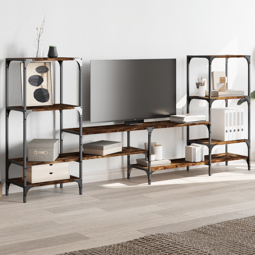 Meuble TV Industriel Effet Chêne et Métal - 200 cm-Mon Meuble TV-Chêne sonoma-1-3
