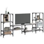Meuble TV Industriel Effet Chêne et Métal - 200 cm-Mon Meuble TV-Sonoma gris-1-15