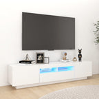Meuble TV Industriel Effet Vieux Bois - 180 cm-Mon Meuble TV-Blanc-1-15