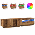 Meuble TV Industriel Effet Vieux Bois - 180 cm-Mon Meuble TV-Chêne fumé-1-2