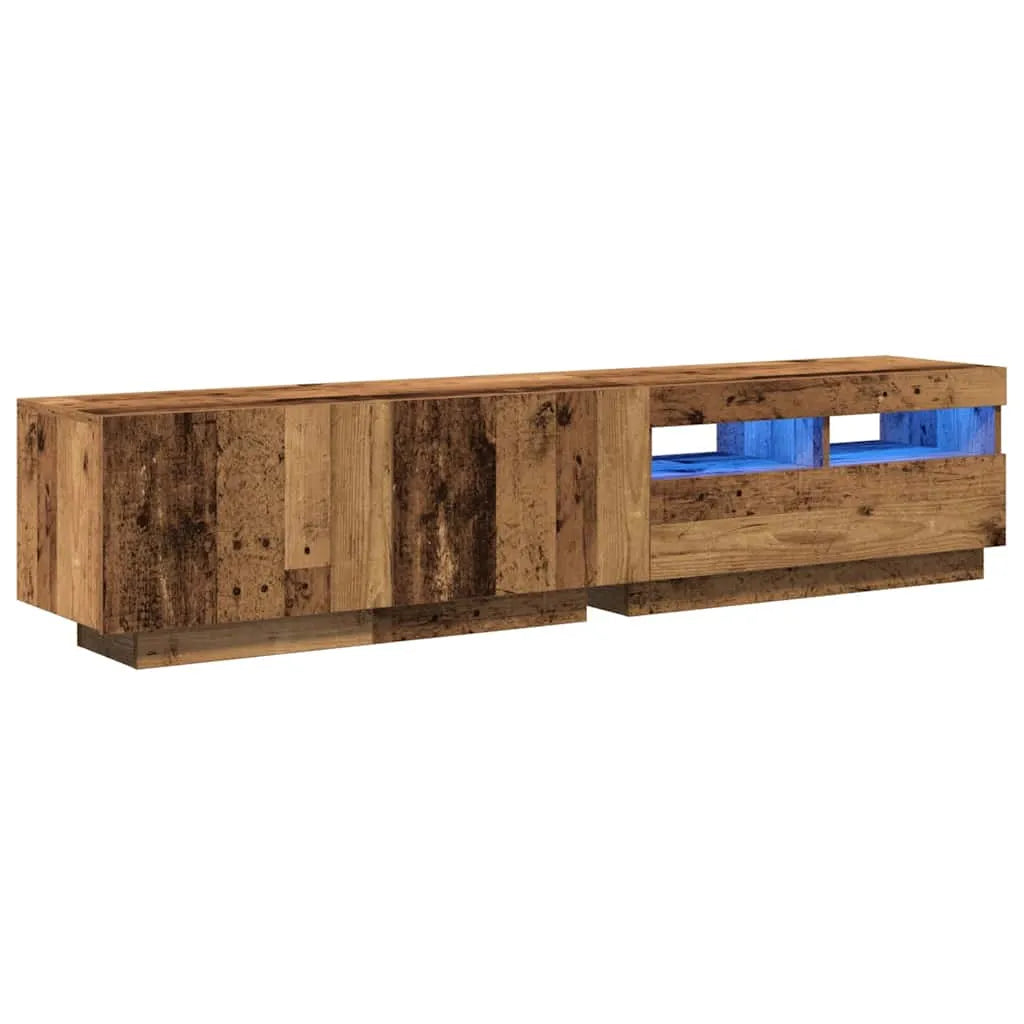Meuble TV Industriel Effet Vieux Bois - 180 cm-Mon Meuble TV-Chêne fumé-1-3