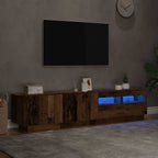 Meuble TV Industriel Effet Vieux Bois - 180 cm-Mon Meuble TV-Chêne fumé-1-5