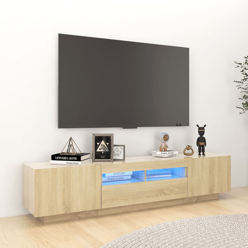 Meuble TV Industriel Effet Vieux Bois - 180 cm-Mon Meuble TV-Chêne sonoma-1-17