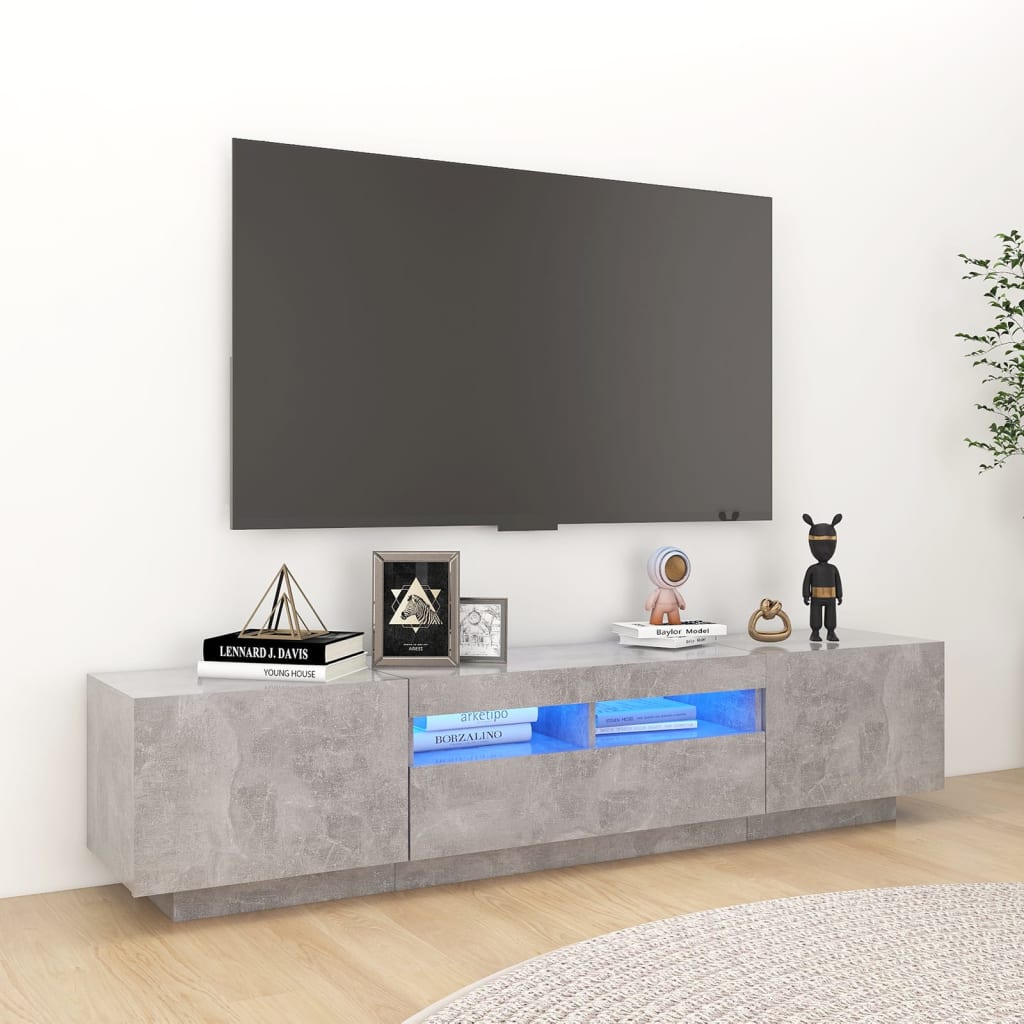 Meuble TV Industriel Effet Vieux Bois - 180 cm-Mon Meuble TV-Gris béton-1-18