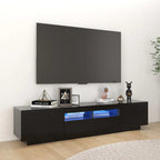 Meuble TV Industriel Effet Vieux Bois - 180 cm-Mon Meuble TV-Noir-1-16