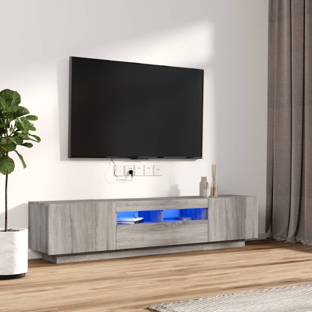 Meuble TV Industriel Effet Vieux Bois - 180 cm-Mon Meuble TV-Sonoma gris-1-14