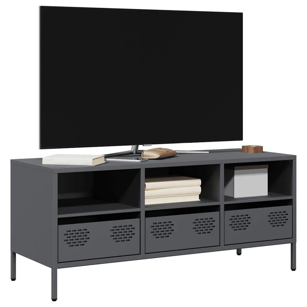 Meuble TV Industriel en Acier Blanc - 101,5 cm-Mon Meuble TV-Anthracite-101.5 cm-17