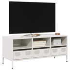 Meuble TV Industriel en Acier Blanc - 101,5 cm-Mon Meuble TV-Blanc-101.5 cm-2