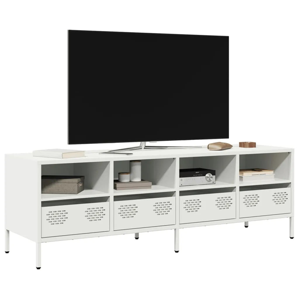 Meuble TV Industriel en Acier Blanc - 101,5 cm-Mon Meuble TV-Blanc-135 cm-23