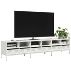 Meuble TV Industriel en Acier Blanc - 101,5 cm-Mon Meuble TV-Blanc-202 cm-28