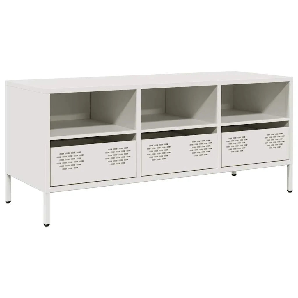 Meuble TV Industriel en Acier Blanc - 101,5 cm-Mon Meuble TV-Blanc-68 cm-1