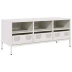 Meuble TV Industriel en Acier Blanc - 101,5 cm-Mon Meuble TV-Blanc-68 cm-1