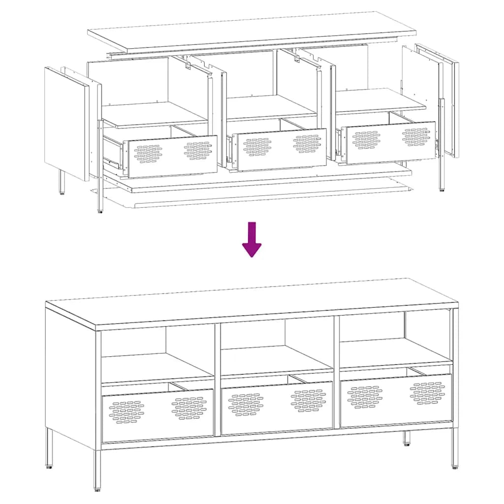Meuble TV Industriel en Acier Blanc - 101,5 cm-Mon Meuble TV-Blanc-68 cm-10