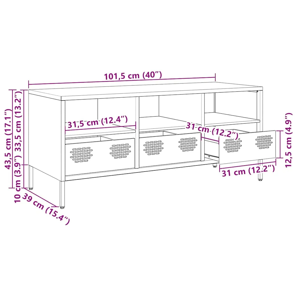 Meuble TV Industriel en Acier Blanc - 101,5 cm-Mon Meuble TV-Blanc-68 cm-12