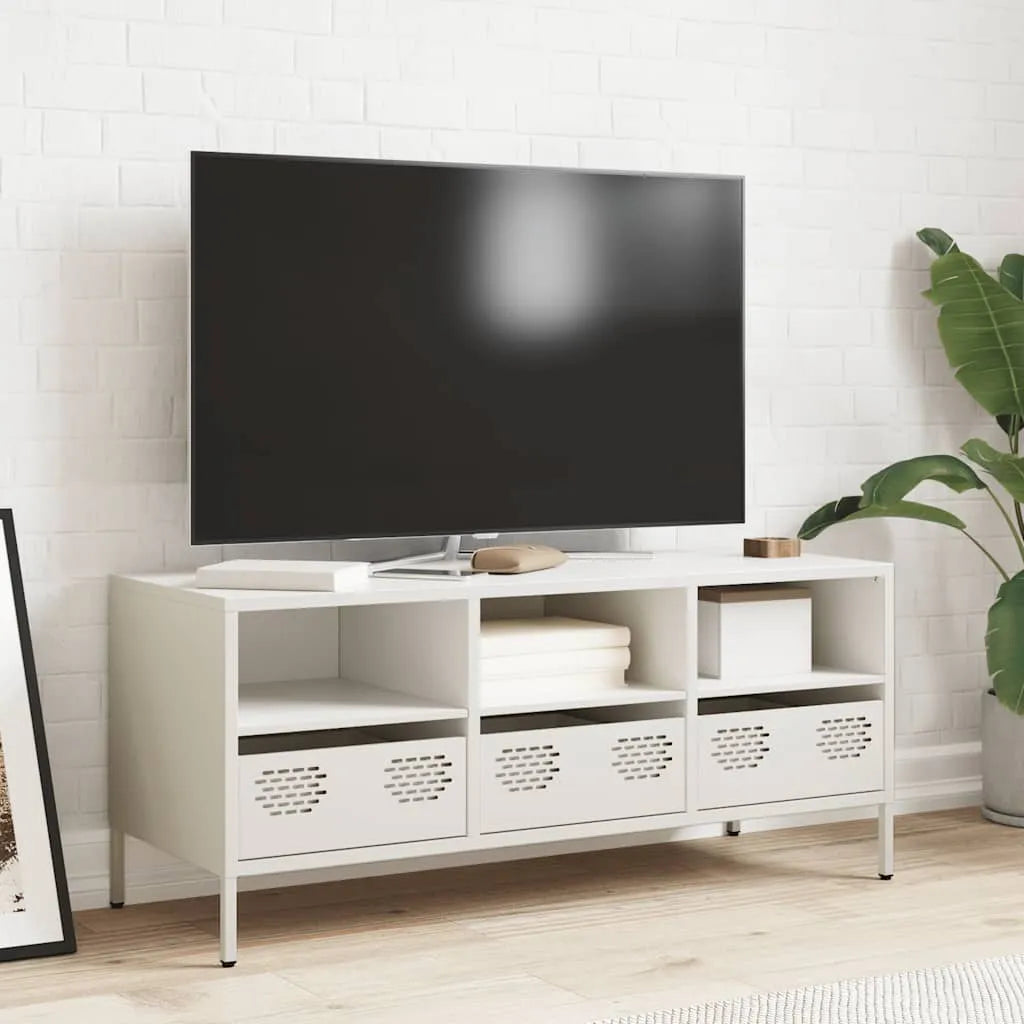 Meuble TV Industriel en Acier Blanc - 101,5 cm-Mon Meuble TV-Blanc-68 cm-3