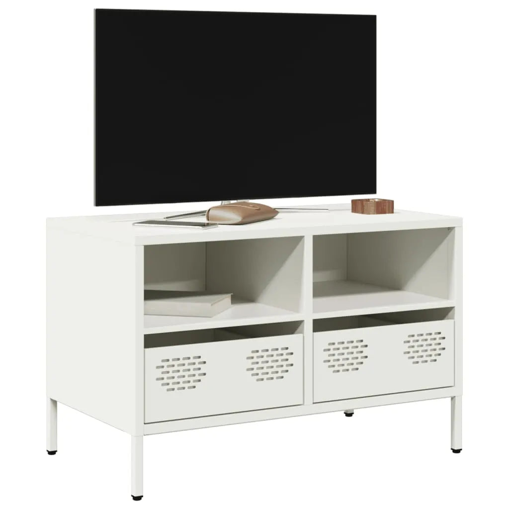 Meuble TV Industriel en Acier Blanc - 101,5 cm-Mon Meuble TV-Blanc-68 cm-32