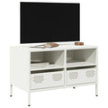 Meuble TV Industriel en Acier Blanc - 101,5 cm-Mon Meuble TV-Blanc-68 cm-32