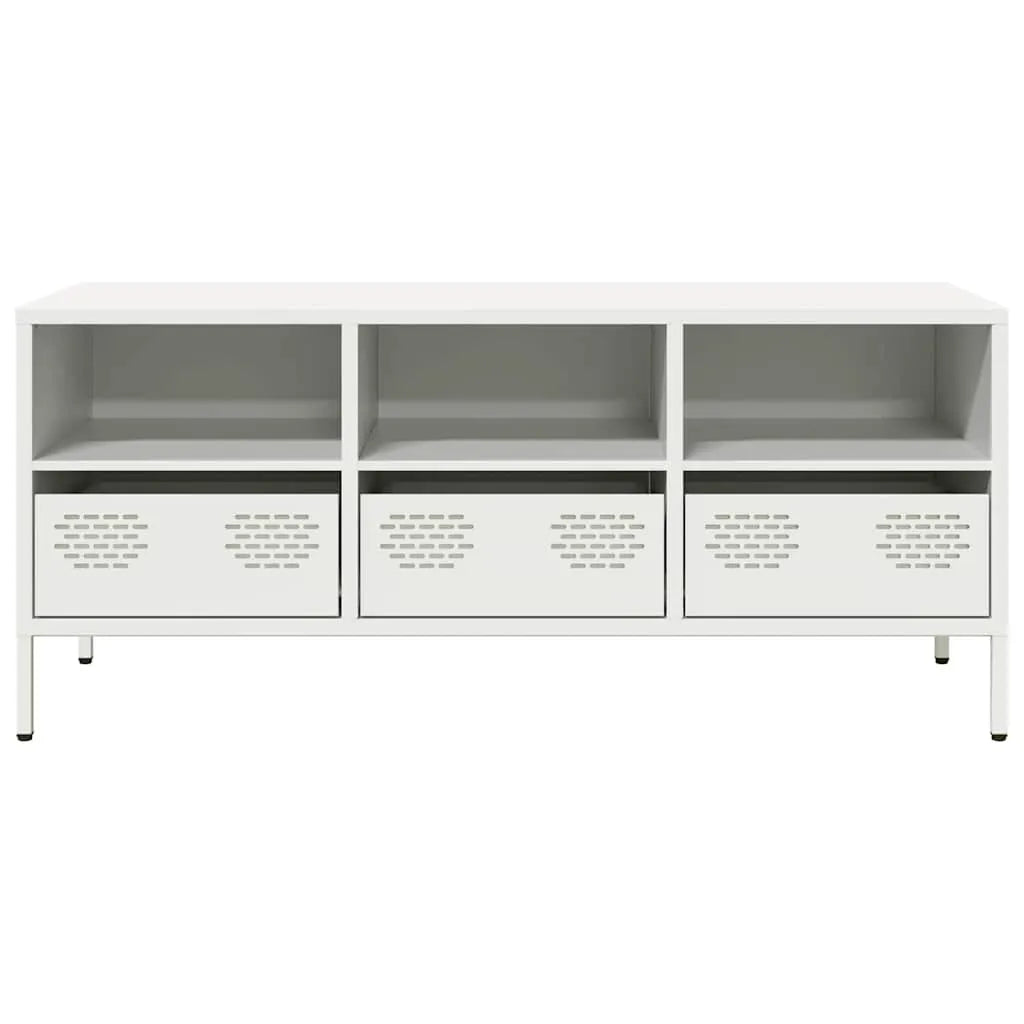 Meuble TV Industriel en Acier Blanc - 101,5 cm-Mon Meuble TV-Blanc-68 cm-4
