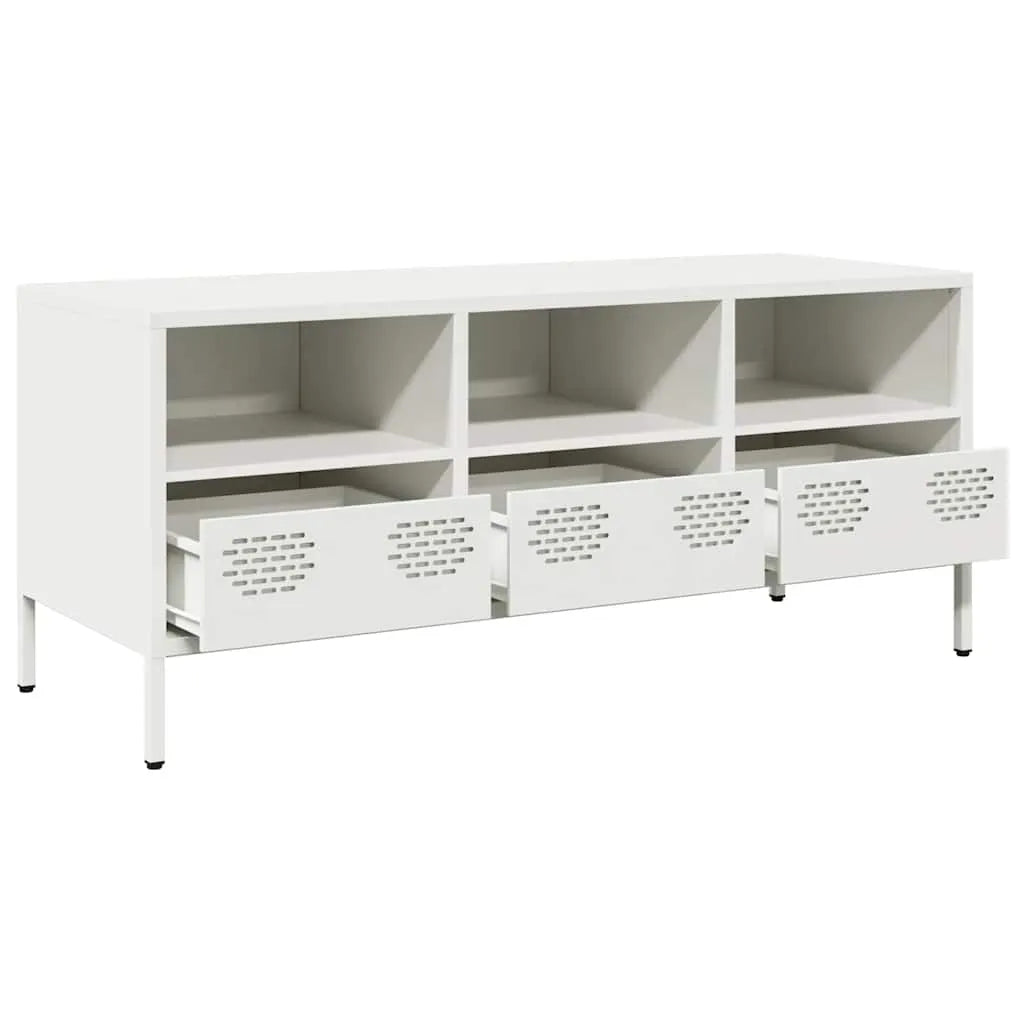 Meuble TV Industriel en Acier Blanc - 101,5 cm-Mon Meuble TV-Blanc-68 cm-5