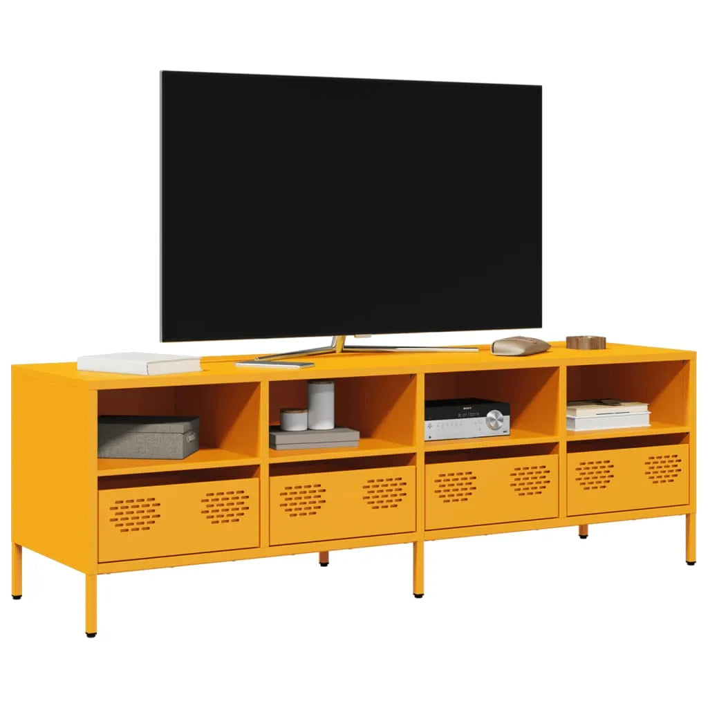 Meuble TV Industriel en Acier Blanc - 101,5 cm-Mon Meuble TV-jaune moutarde-135 cm-18