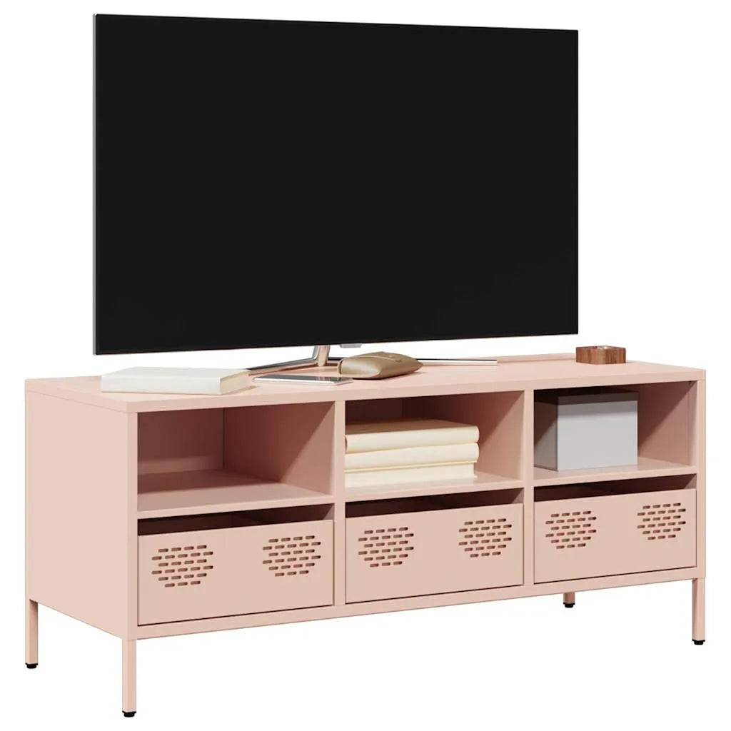 Meuble TV Industriel en Acier Blanc - 101,5 cm-Mon Meuble TV-Rose-101.5 cm-14